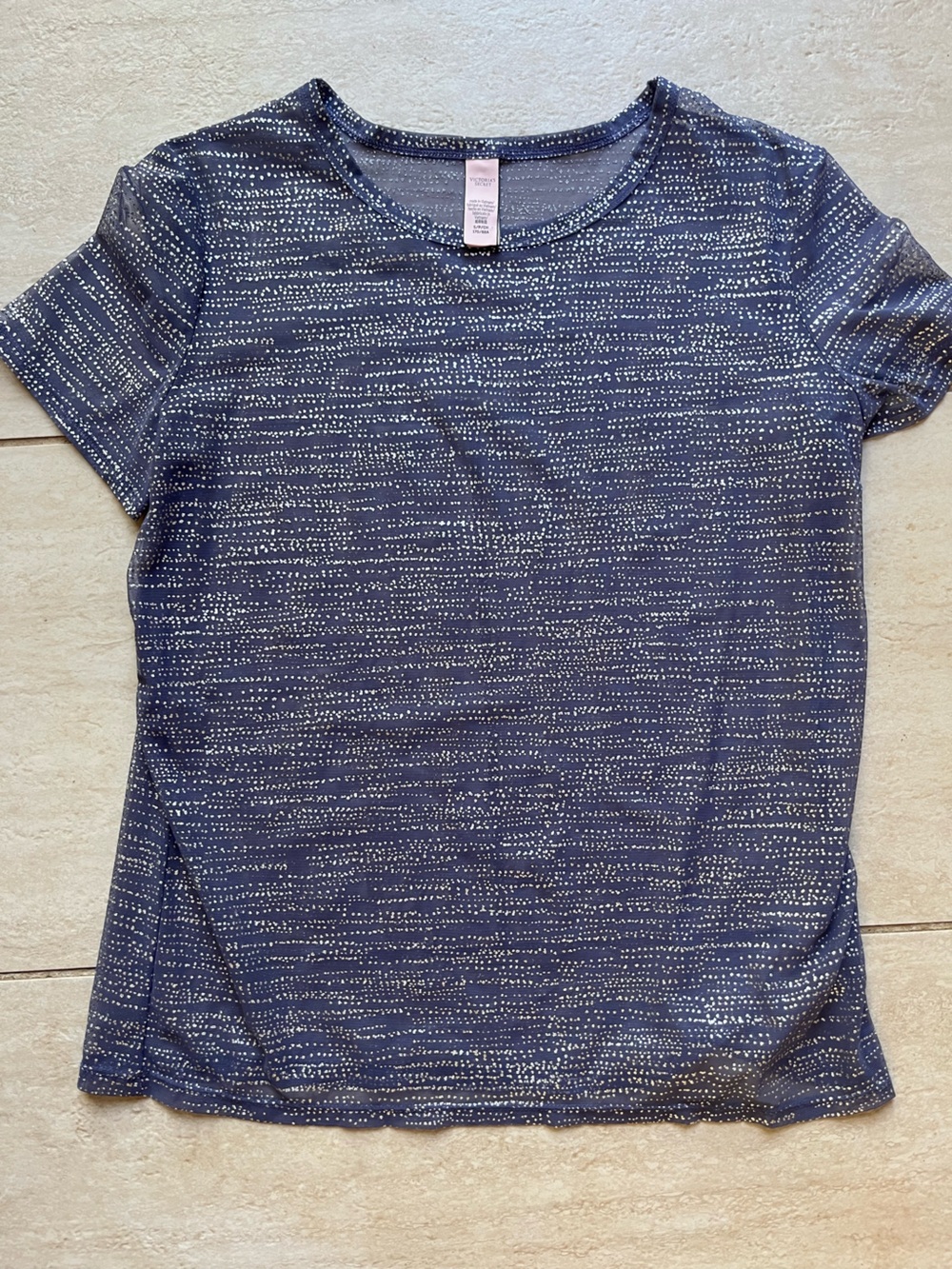 Victoria's Secret Sheer Sparkle Mesh Top Blue Silver Whimsigoth Y2K